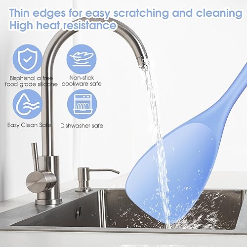 Miniatura 6 de Juego de 2 espátulas de silicona, espátula de goma para cocinar y hornear, resistente al calor, espátula de goma antiadherente, sin costuras,