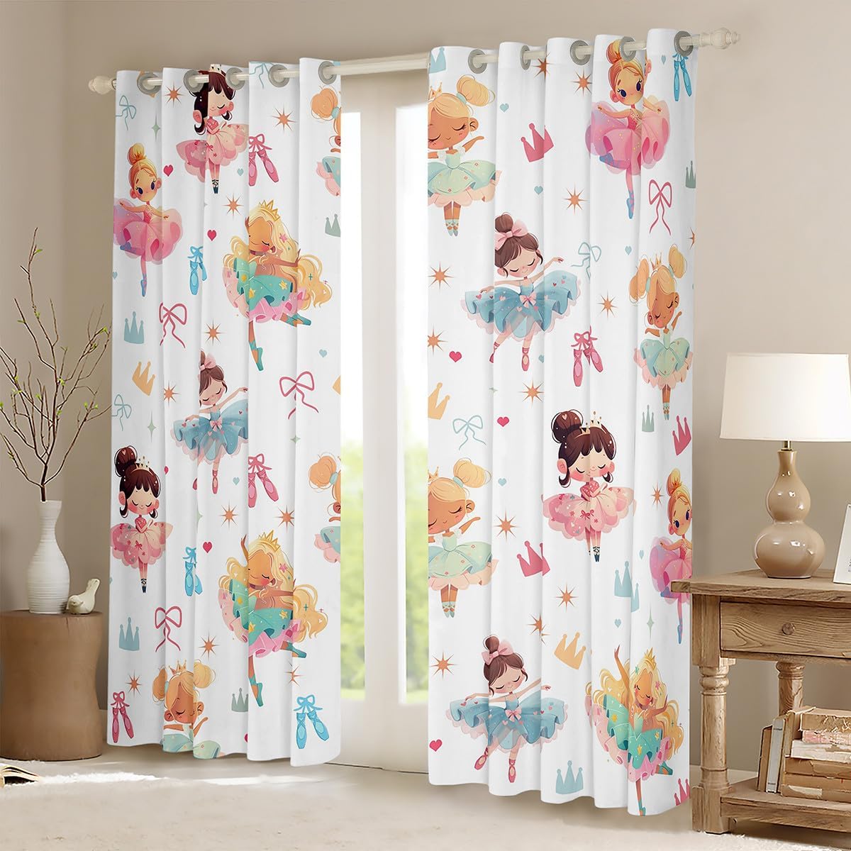 Manfei Aircraft Window Curtains Cartoon Airplane Grey Clouds Print Window Drapes, Flying Flight Window Treatments, Kids Girls Boy Room Decor, Grommet Top 2 Panel Set Bedroom Curtains, 38Wx45L inch