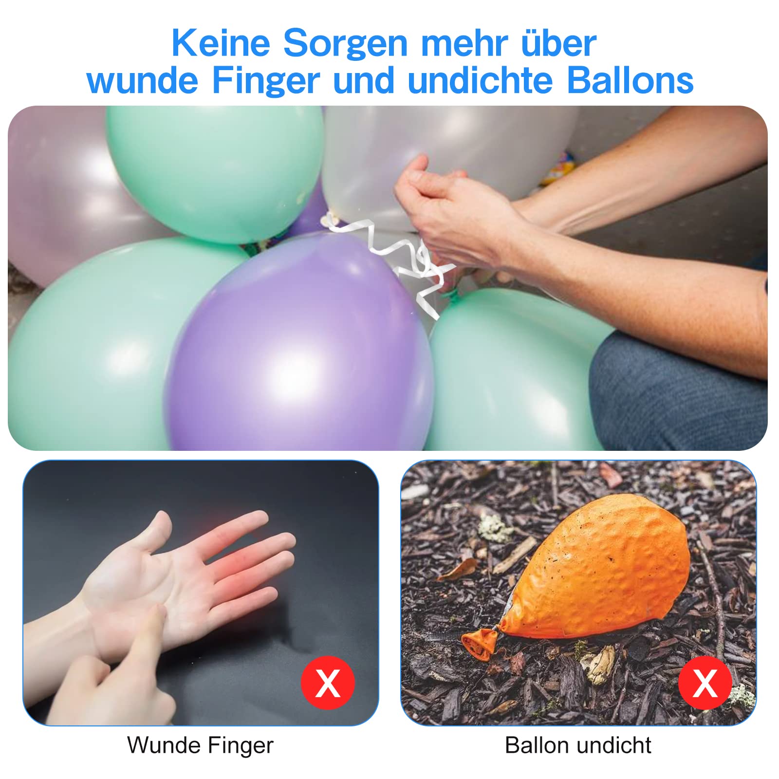 Helium Balloon Clasps with String, Pack of 100 Balloon Clasps with