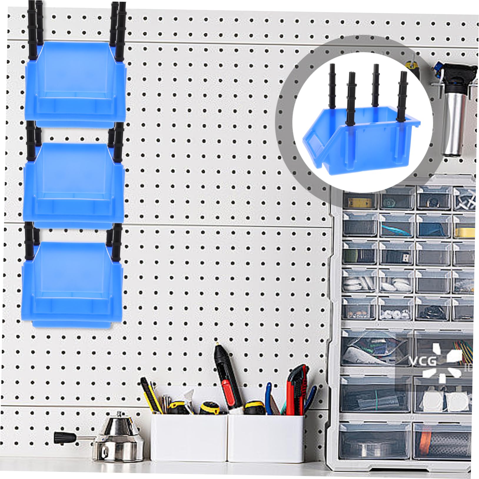 8pezzi Scatole Di Stoccaggio Per Viti e Bulloni Contenitori Organizer Per Fai Da Te e Utensili Bins Impilabili Per Garage e Casa Design Inclinato Per Accesso Facile