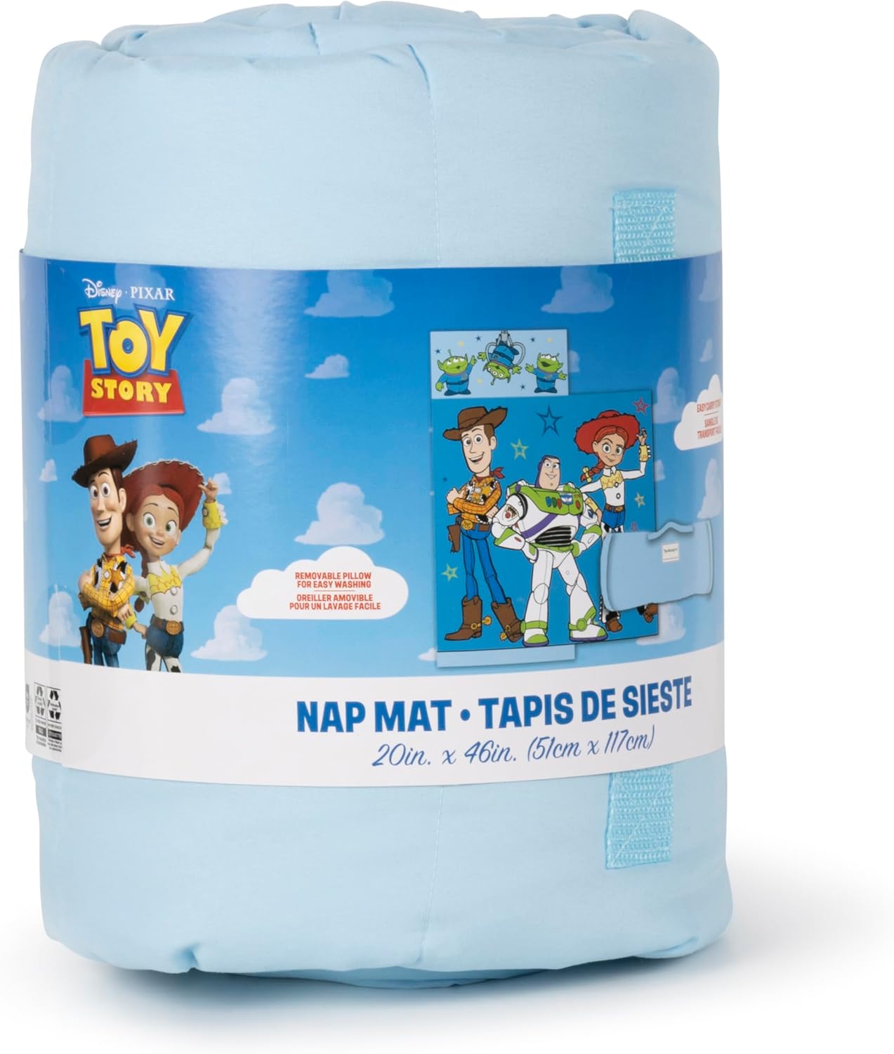 Jay Franco Kids Nap Mat with Embedded Pillow & Blanket – Soft 46"x20" Microfiber Sleeping Bag with Name Tag & Handle for School, Travel, Sleepover