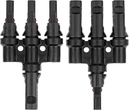 1 Pair Male/Female Solar Photovoltaic Connector T Branch 3 to 1 MMMF/FFFM Connectors Panel Assembly Waterproof Flame Retardant Plug