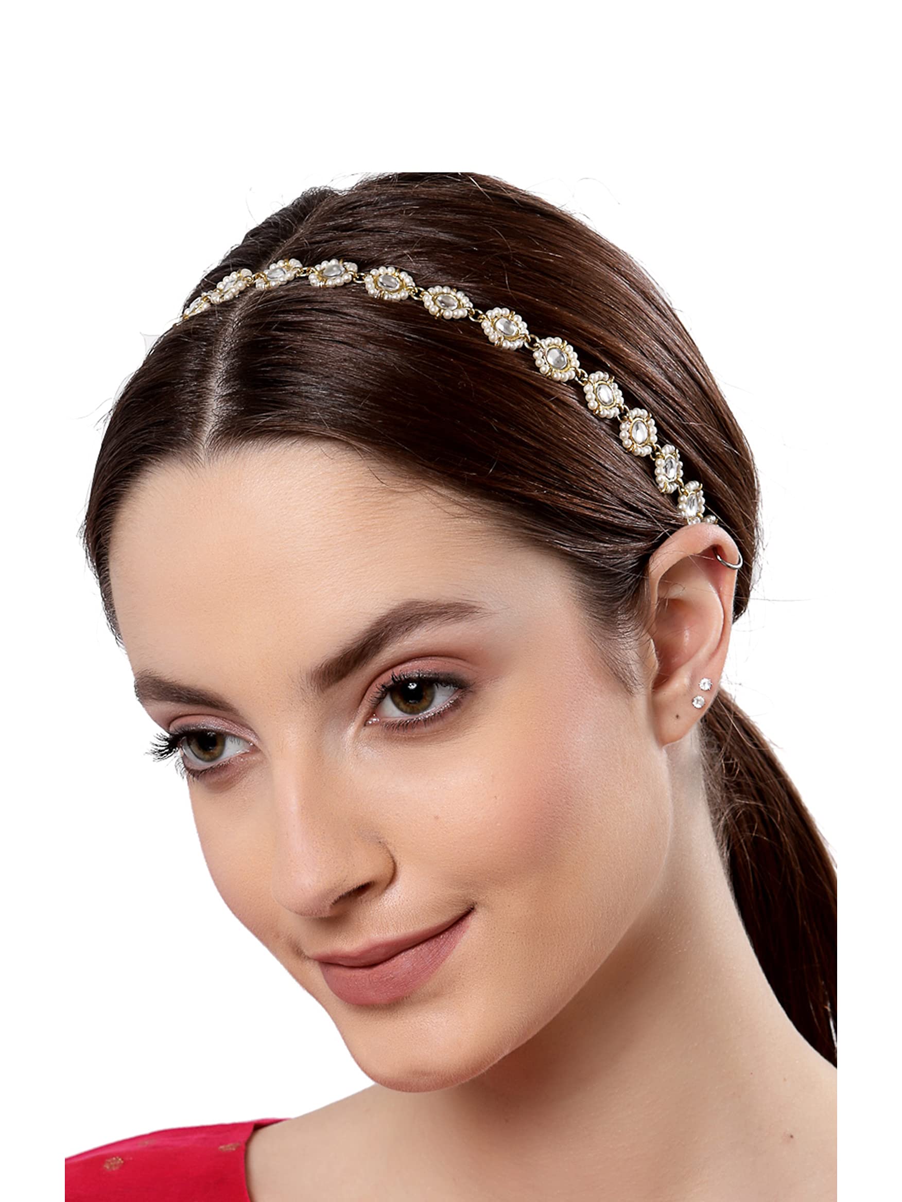 Karatcart Gold-Plated Pearl and Kundan Studded Beaded Hairband for Women (B09GVLNJKW) Amazon Price History, Amazon Price Tracker