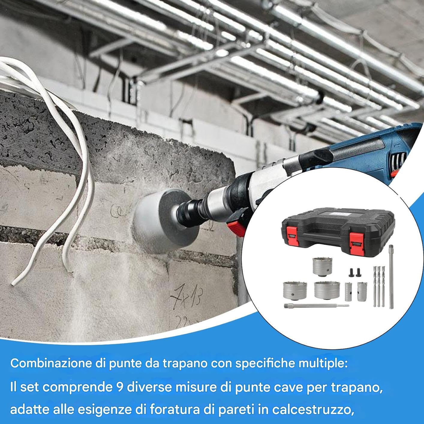 Juego De Brocas De Corona Para Pared herramienta de corte de metal estable | Abreagujeros Multiuso Para Paredes Cemento Accesorio perforador abridor para mantenimiento hogar,