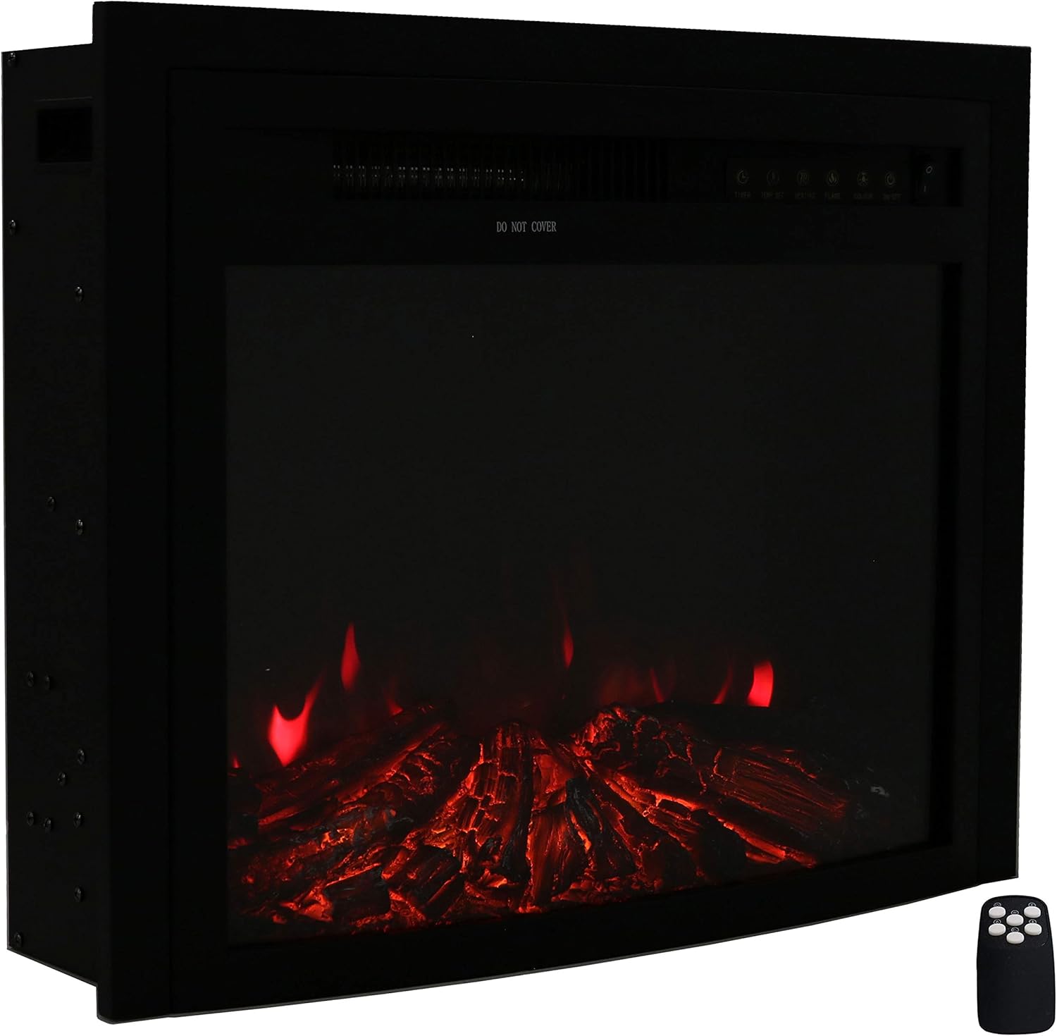 Chеареѕt 🛒 Sunnydaze Contemporary Comfort 23-Inch Indoor Electric Fireplace Insert - Modern Horizontal Recessed Electronic Fireplace - 9 Color Options for Flames/Logbed - Black Finish