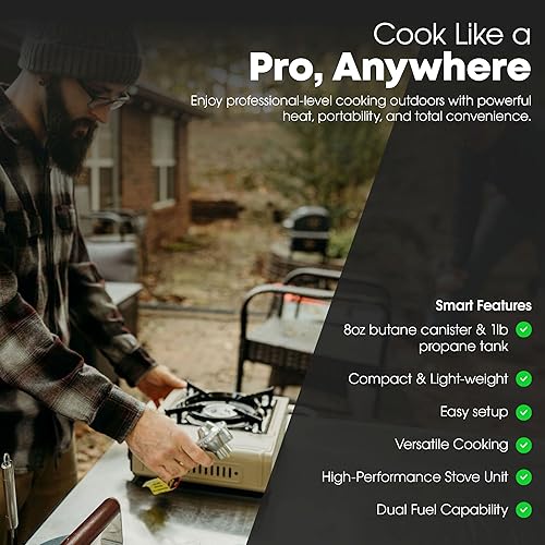 Miniatura 6 de GasOne GS-3400P-KIT Estufa de gas propano o butano con plancha plana incluida  Parrilla de propano de combustible dual  Quemadores de estufa de