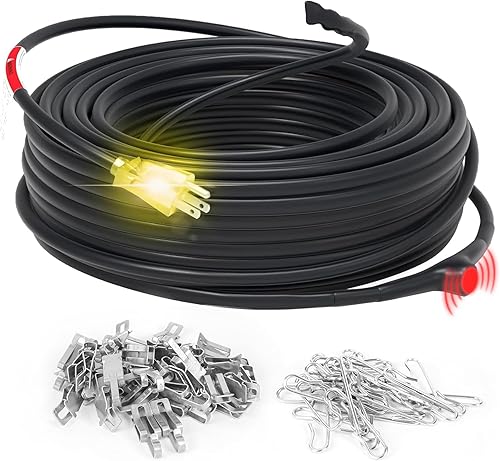 HEATIT Cable calefactor de techo y canaletas de 75 pies con enchufe iluminado de 10 pies, cinta térmica resistente, 120 V 8 W/pies
