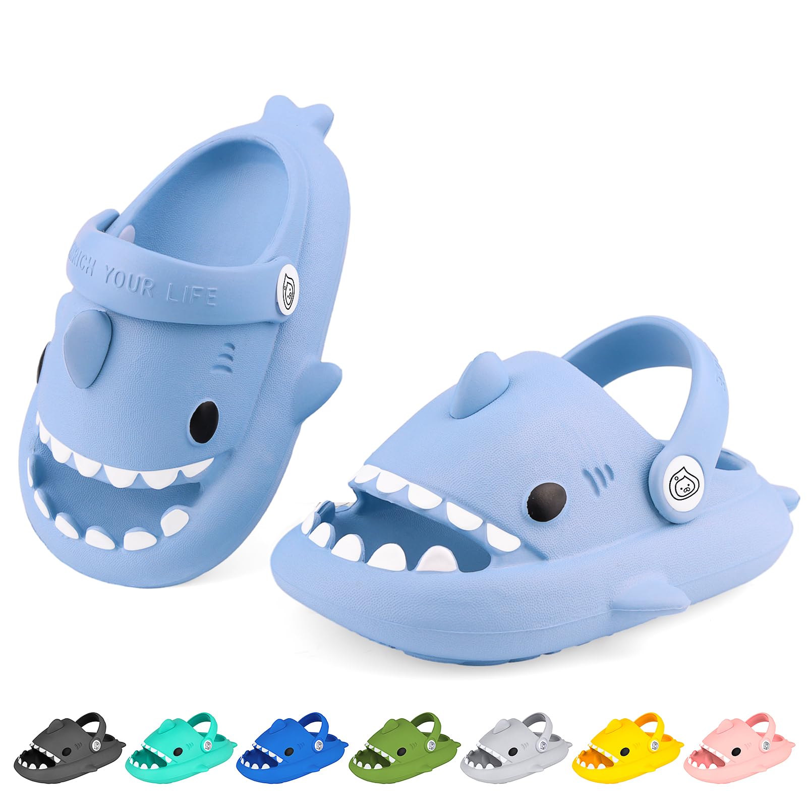 LUYOO Kids Shark Cloud Slides | Boys Girls Slip On Sandals | Toddler Beach Slippers | Youth Fish Flip Flops Pool Shower Shoes