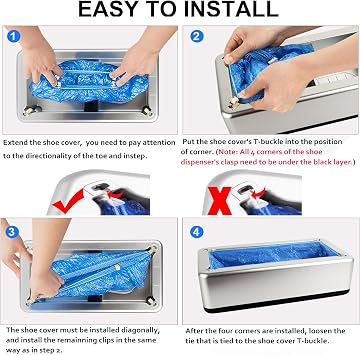 Automatic Shoe Cover Dispenser, Portable Shoe Cover Dispenser with Disposable Plastic Boots and Shoe Covers for Home, Office, Factory (100 PCS)