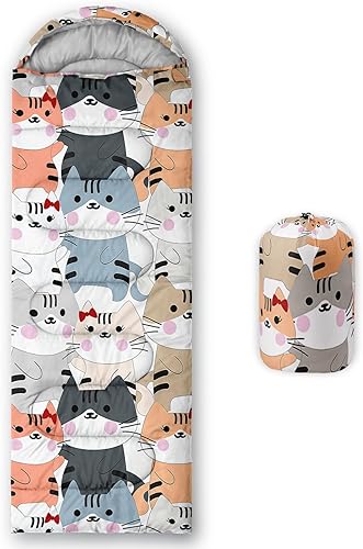 AILONEN Saco de dormir para niños y niñas, adultos, para acampar al aire libre, senderismo, viajes, bolsa de dormir con bolsa de transporte