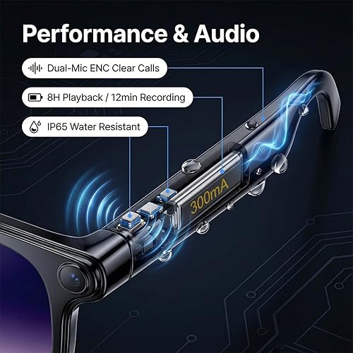 Miniatura 9 de Lentes inteligentes AI con cámara, gafas de cámara Bluetooth HD de 8 MP, gafas de sol de grabación de video 1080P para mujeres y hombres, traducción