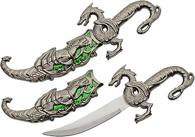 10â€ Fancy Metal Handle Decorative Green Dragon Dagger Knife With Sheath