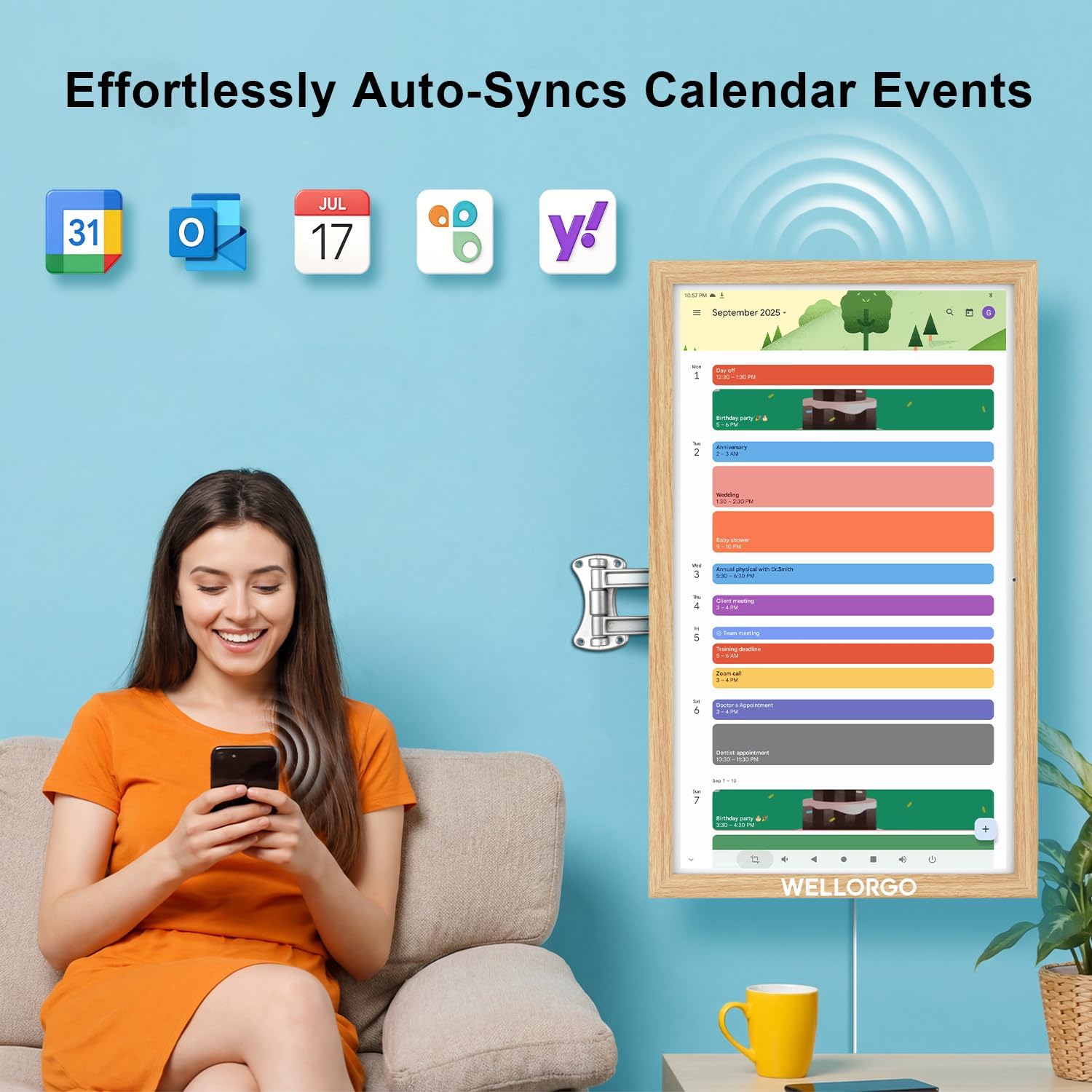 Smart Digital Calendar, 24” Electronic Planner with FHD Touch Screen & Remote Control, Electric Family Organizer with Chore Chart Google Play Customizable App, Wall Display Tablet with Camera