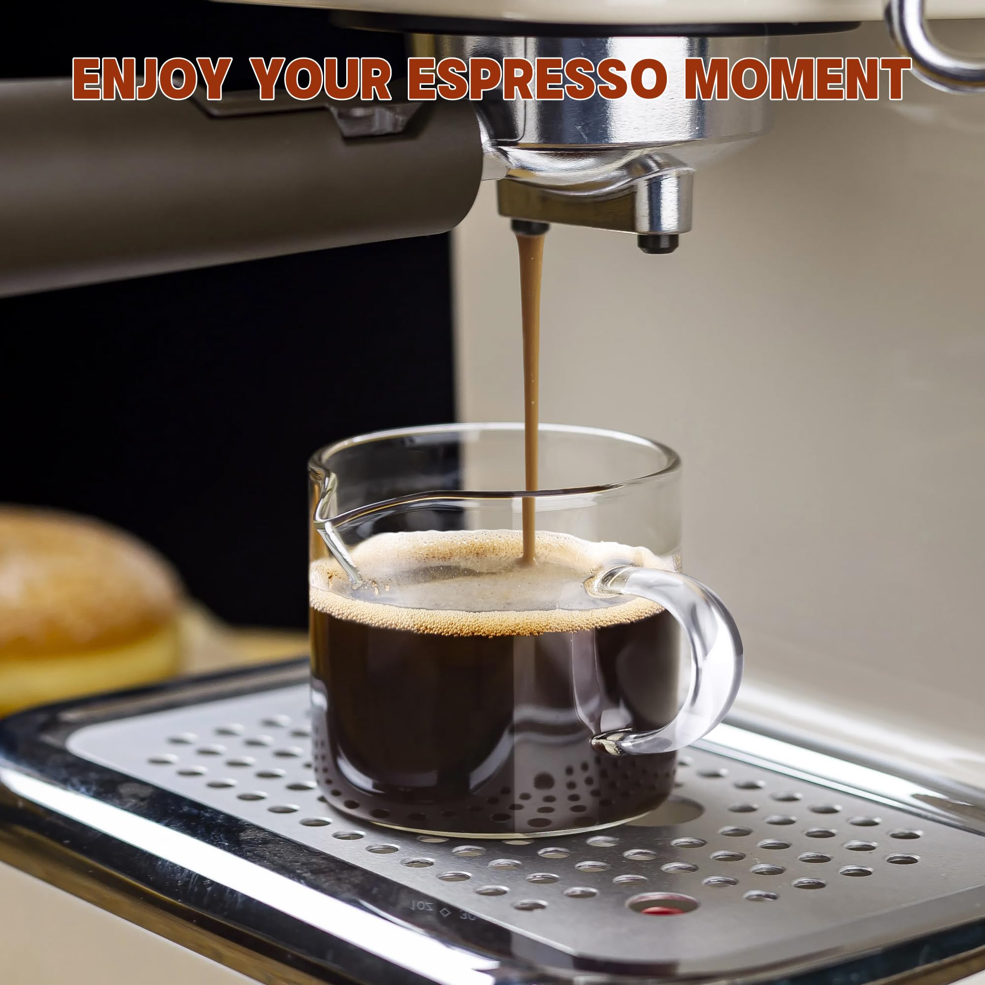 Glass Espresso Cups Set Of 4 - 4.3oz Clear Coffee Cups With Pour Spout, Dishwasher Safe