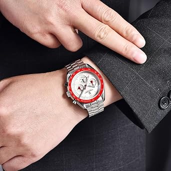 Pagani Design 1701 Watches for Men, Chronograph, VK63 Japanese Quartz Movement, Stainless Steel Bracelet, Water Resistant to 330 Feet(100m), Sapphire Glass Sports Watch for Men.