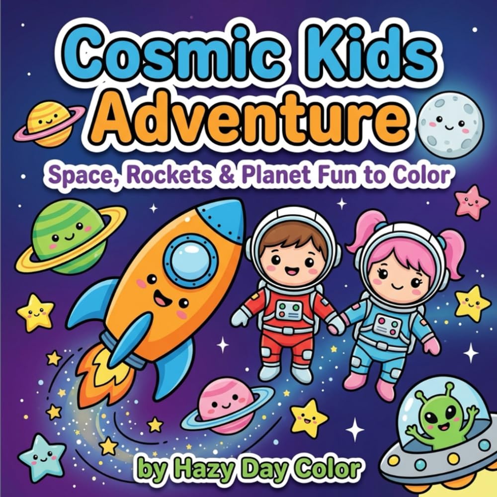 Cosmic Kids Adventure: Space, Rockets & Planet Fun to Color | Space Coloring Book for Kids Ages 4–8: Cute Astronauts, Rockets, Aliens, and Easy Bold Designs for Creative Fun