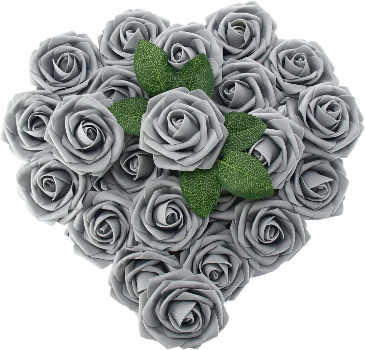 Amazon.com: Isquene [25PCS] Grey Roses Artificial Flowers with Long ...