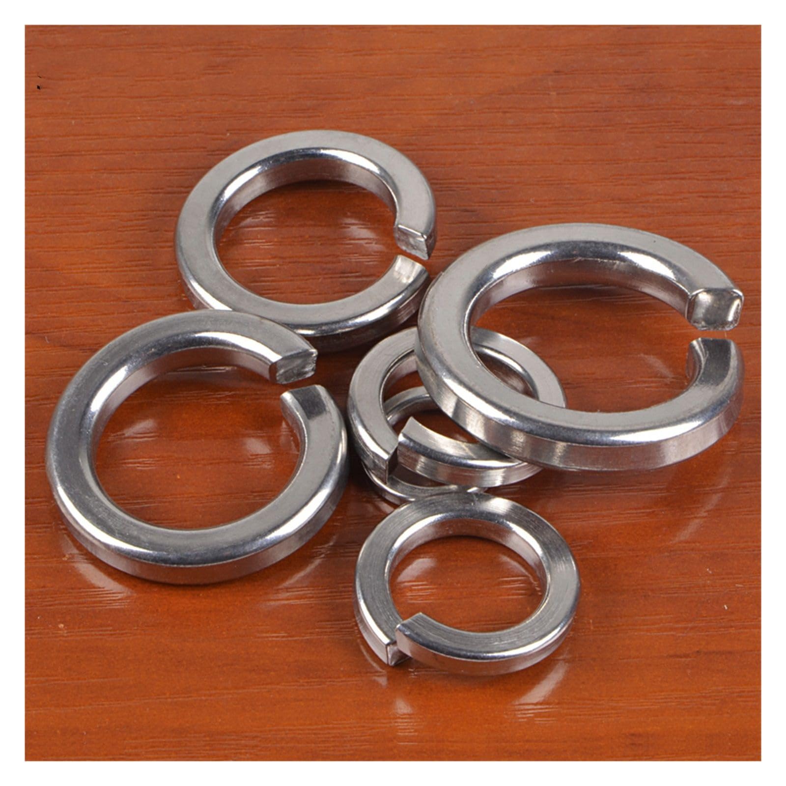 IOFIT 150 Stück Federringe, Edelstahl-Federdichtung, Geteilte Unterlegscheibe, Zubehör, stoßfeste Öffnungs-Federscheibe (Color : Silver, Size : M4)