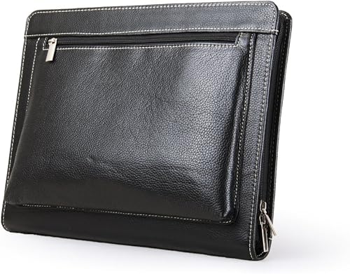 Miniatura 6 de XIAOZHI Portafolio de cuero negro con espacio para bloc de notas para iPad de 10.2 pulgadas, 10.5 pulgadas, 11 pulgadas, estuche organizador de