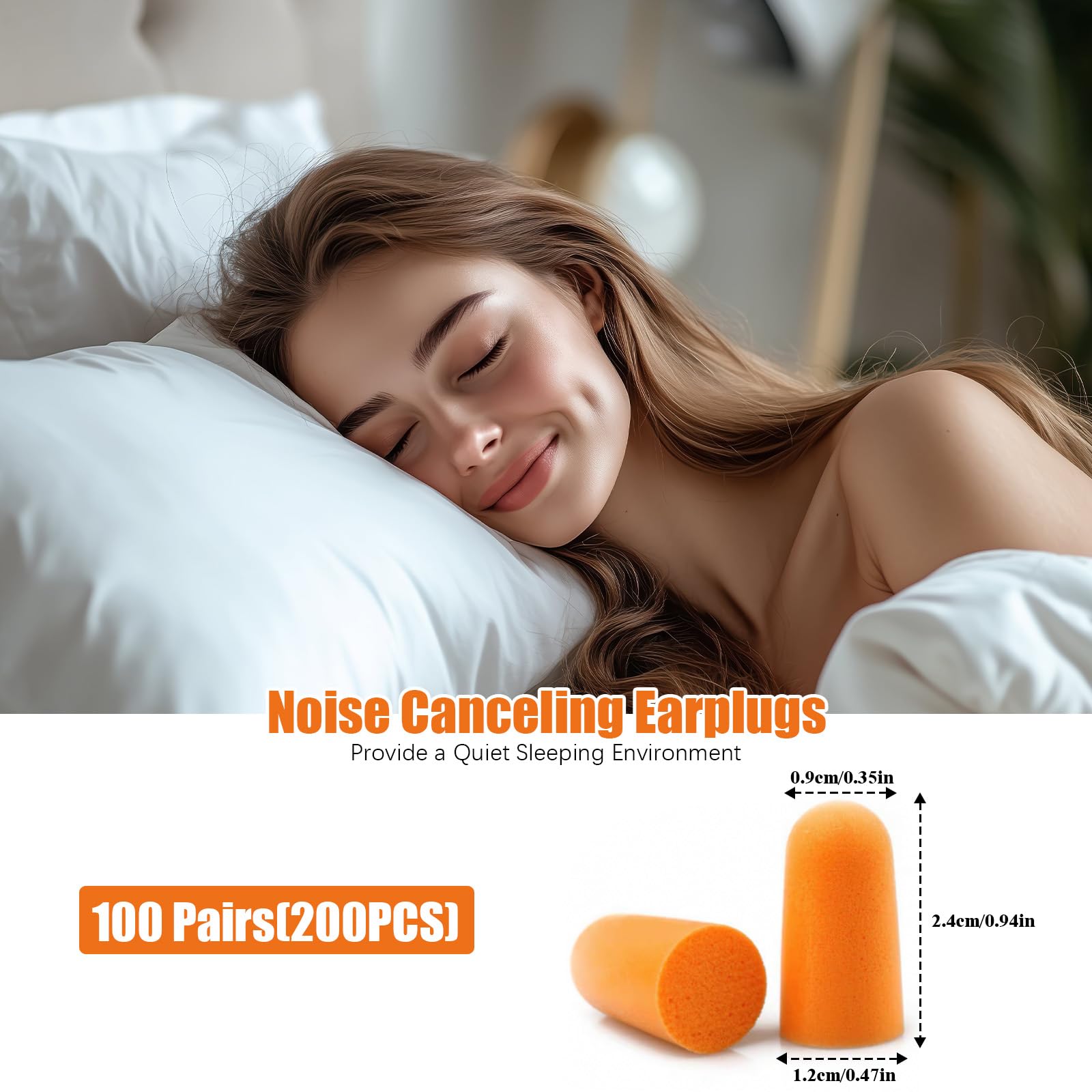100 Paia Tappi Orecchie Dormire, Tappi per le Orecchie in Schiuma Ultra Morbida, Tappi per Cancellazione Del Rumore, Riutilizzabili, Earplugs, per Dormire, Studio, Lavoro e Russare