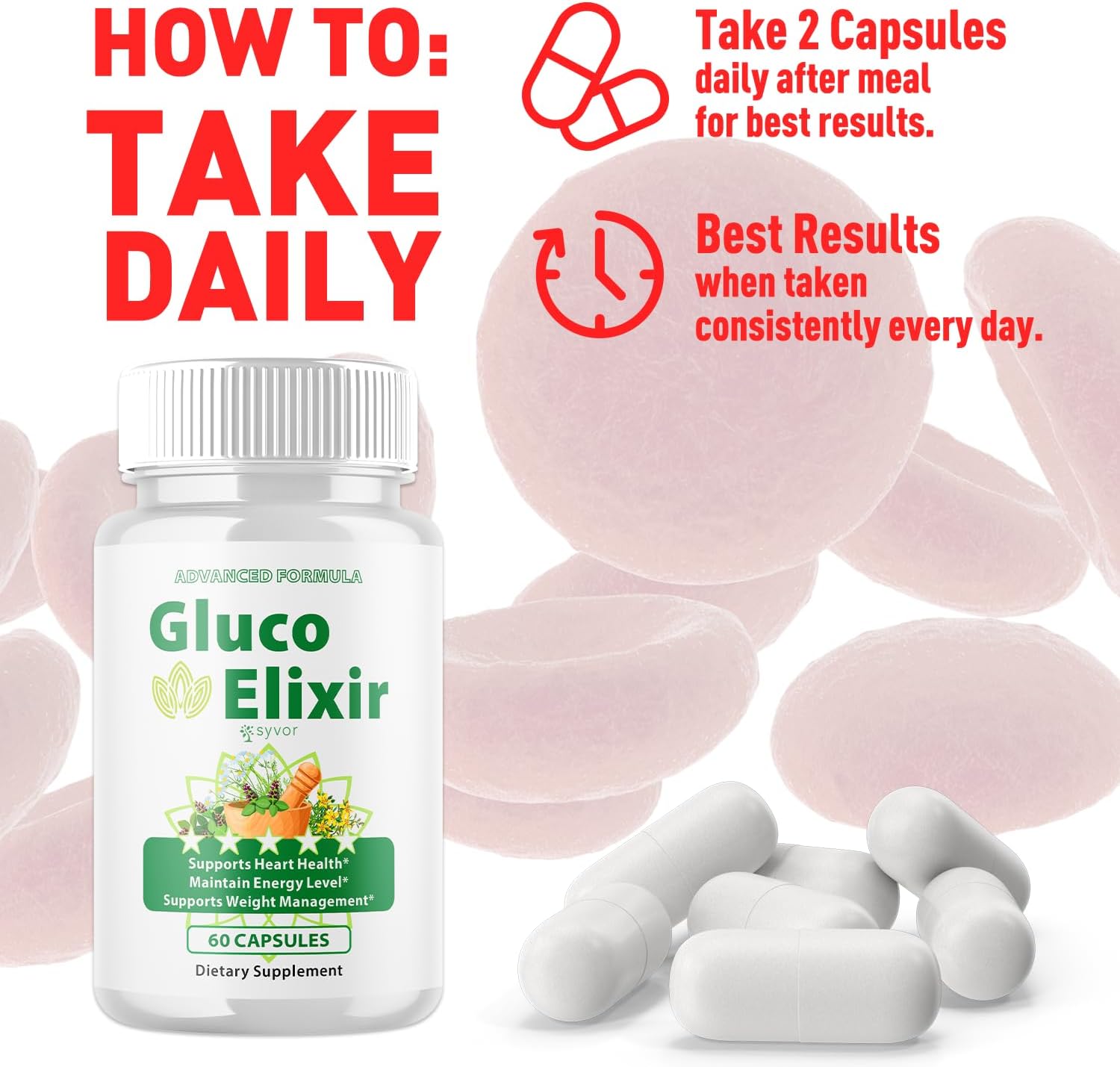 (2 Pack) Gluco Elixir Capsules, Official GlucoElixir Blood Health Support Pills with All Natural Ingredients, Advanced Formula Supplement Pill with Max Strength Vitamins for Women & Men (120 Capsules) - Image 6