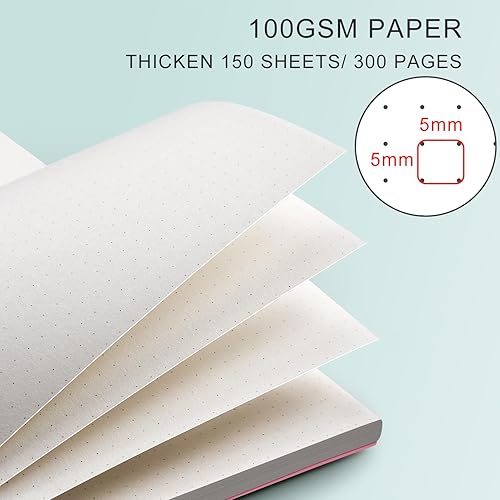 Miniatura 3 de AHGXG Cuaderno de espiral de 300 páginas con cuadrícula de puntos, diario grueso B5, papel punteado grueso de 3.53 ozm, tapa dura de plástico, con