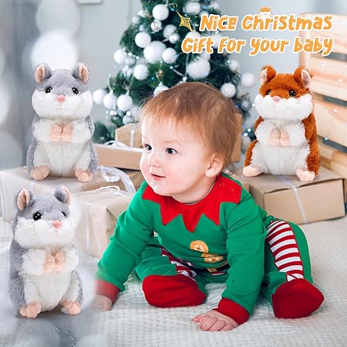 Miniatura 5 de Motionchic 4 piezas de peluche de hámster de 8 pulgadas, juguete de hámster para niños, lindos regalos de cumpleaños, amarillo, gris