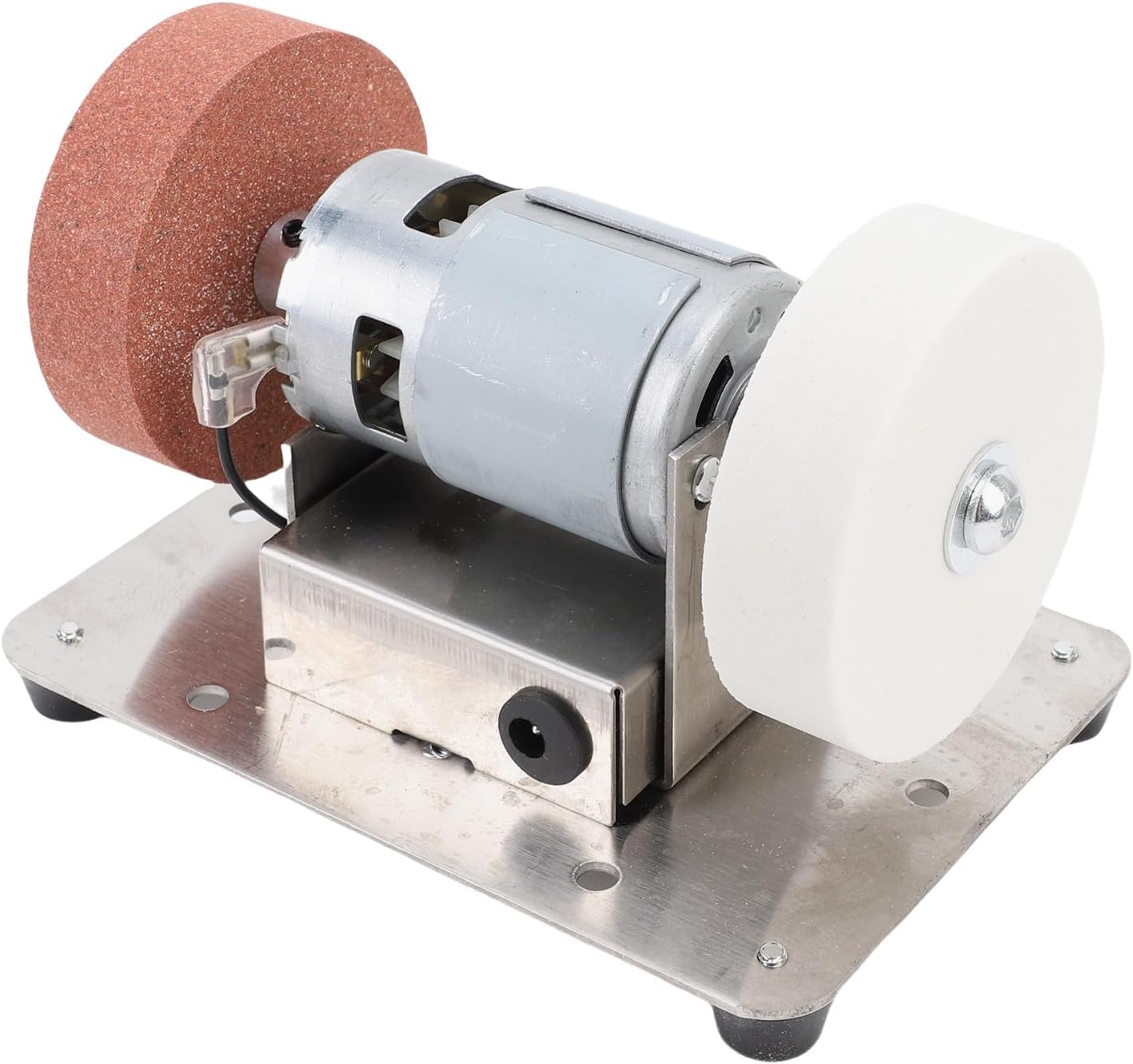 TARSHYRY Mini Bench Grinder with 2 Wheels Electric Multi Purpose Grinding Machine Adjustable Speed for Metal Wood Cutter Making Jewelry Buffing Stainless Steel ABS Rubber Pad