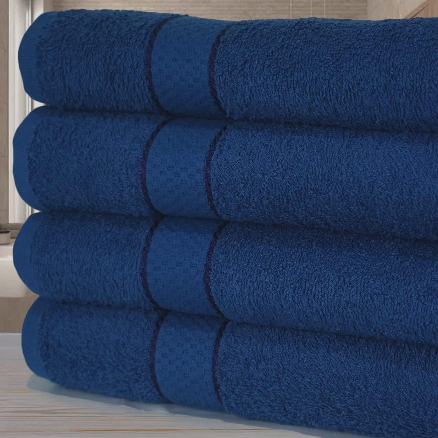 KNIGHTS BRIDGE Luxury Egyptian Cotton Bath Sheet Set, 80x140 cm, Pack of 4 Super Soft Absorbent Jumbo Towels (Royal Blue)
