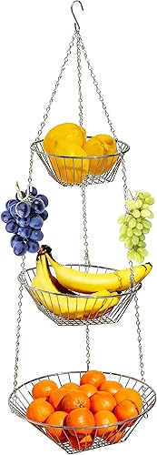 Miniatura 1 de HomeEssentials - Canasta colgante de alambre, 3 niveles