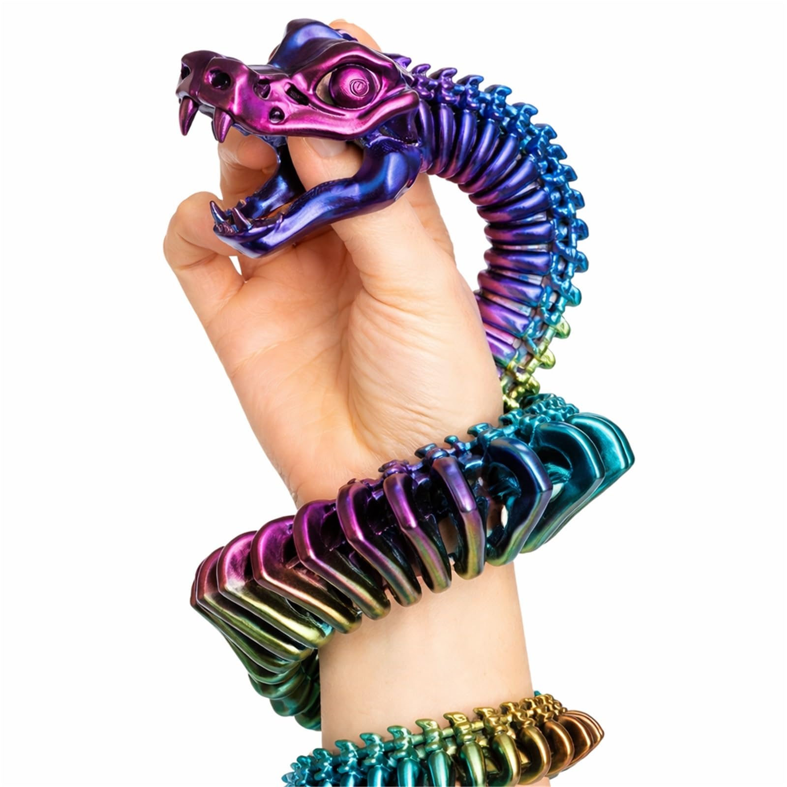CASOME 3D Printed Articulated Snake Model – Highly Realistic Flexible Skeleton with Movable Joints & Jaw, Unique Poseable Skeleton Decoration for Fish Tank, Home & Office(C,58cm)