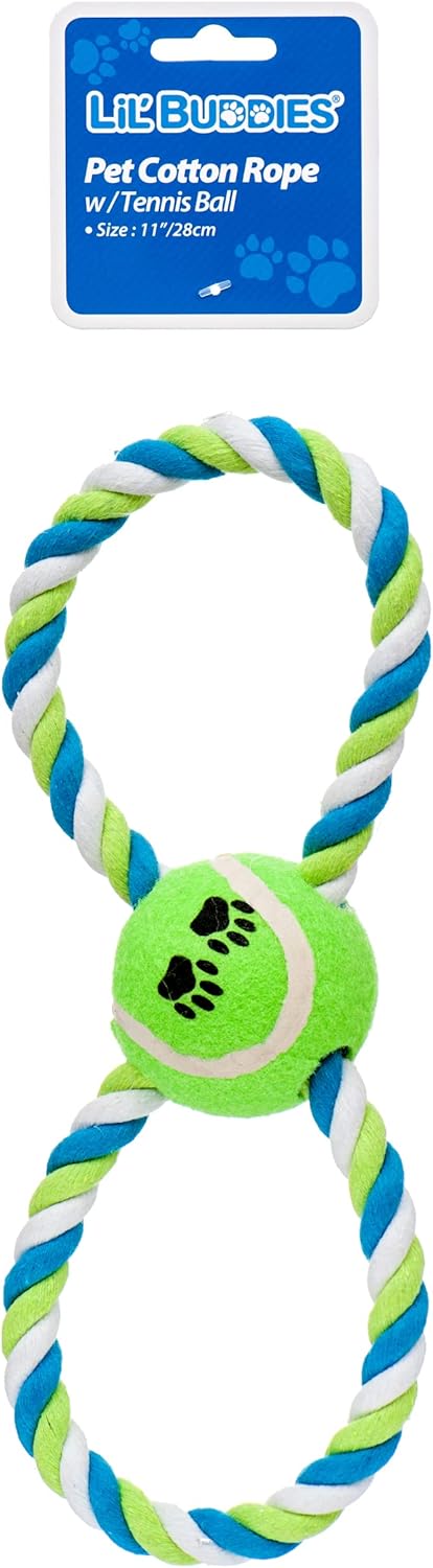 Pet Supplies : Lil' Buddies Dog Rope with Tennis Ball Pet Catch Fetch ...