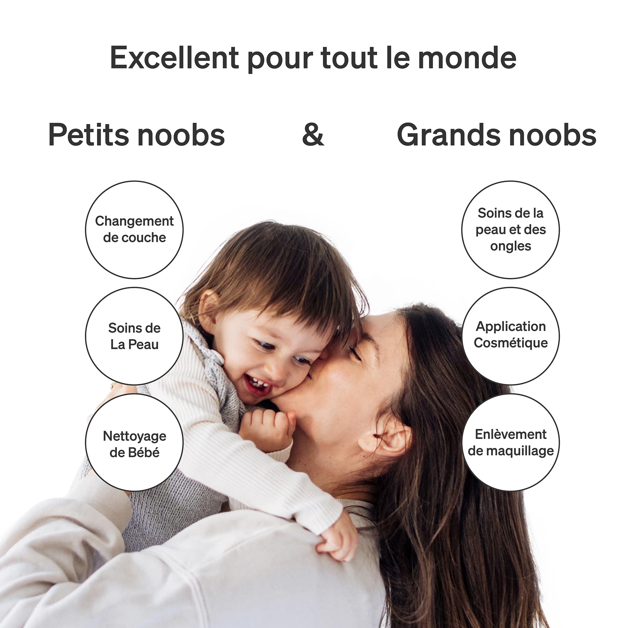 100% BIO Coton Bébé Change Carré par Love Noobs, Lot de 6x60 (360 Pads), Maxi Coton pour Bébé pour Les Peaux Sensibles