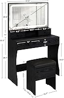 Vista 11 de IRONCK Vanity Desk with LED Lighted Mirror & Power Outlet, Makeup Vanities Table with 4 Drawers,Storage Bench,Dressing Table for Bedroom White