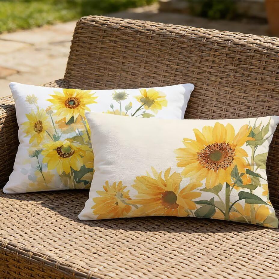 Housse de coussin imperméable 50x70 texture lin haut de gamme jaune