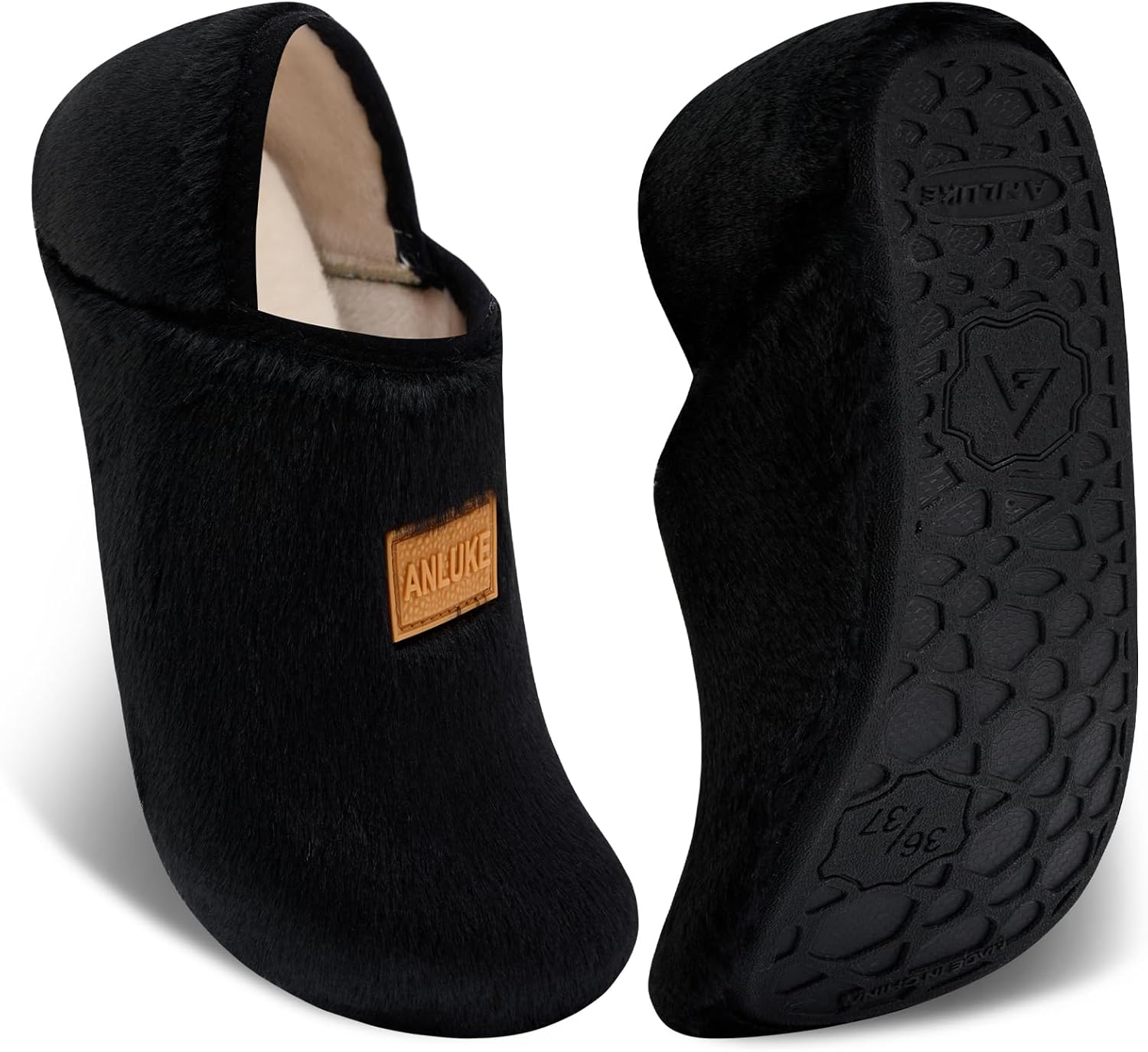 ANLUKE House Slippers for Women Men with Rubber Sole Soft Lightweight Indoor/Outdoor