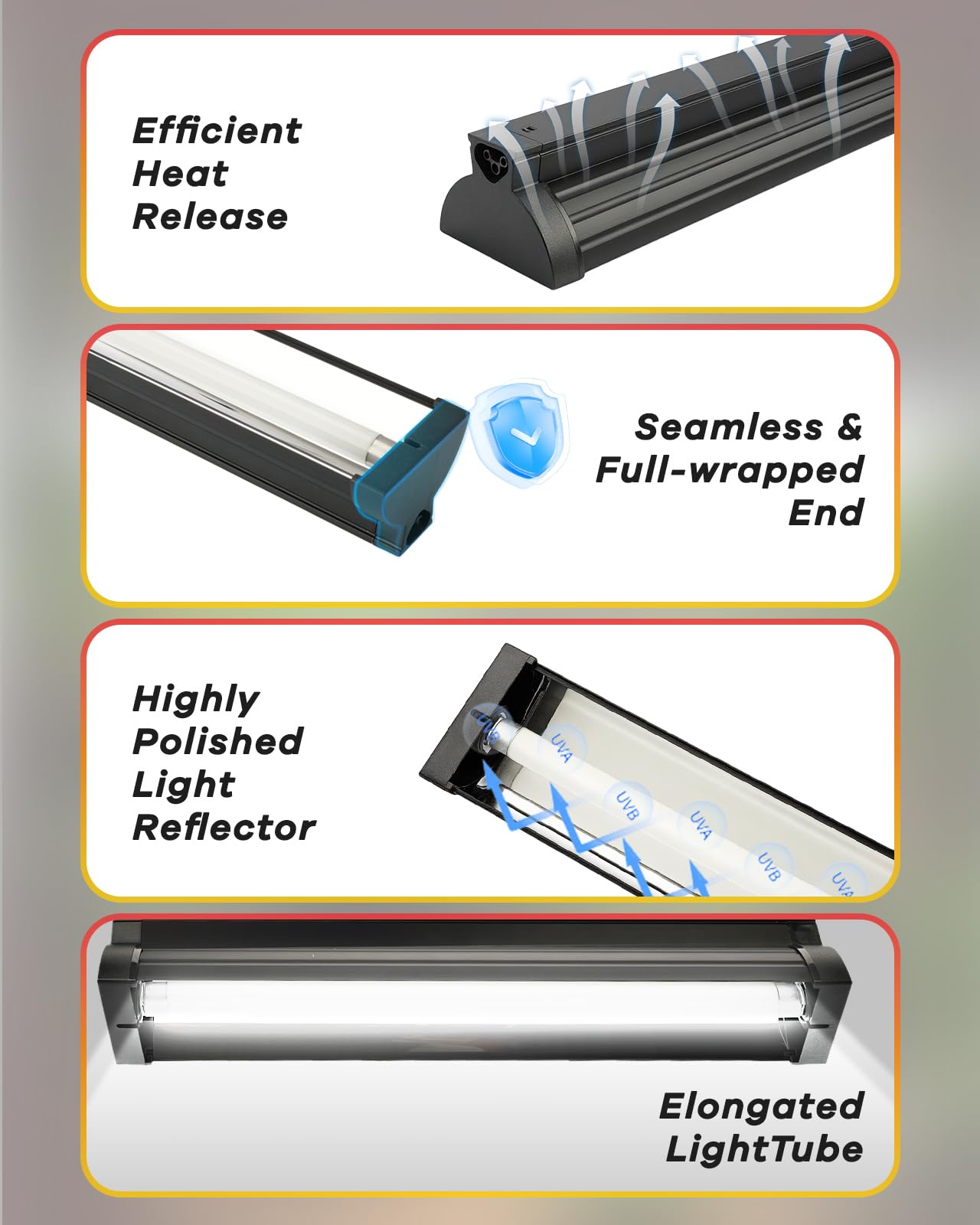 Haceryc UVB Light for Reptile 8W, T5 UVB Reptile Light Fixture HO Combo Kit with Test Sensor Cards, 12" High Output Reptiles Light Bar UVA UVB Desert Lamp for Turtle Lizard Bearded Dragon Tank - image 5