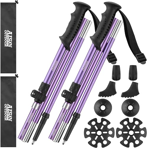 AISUNOUTDOOR Lightweight Adjustable Trekking Poles, Aluminum