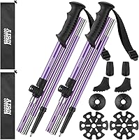 AISUNOUTDOOR Lightweight Aluminum Collapsible Trekking Poles - Adjustable Hiking Walking Sticks for Women Kids + Raincoat