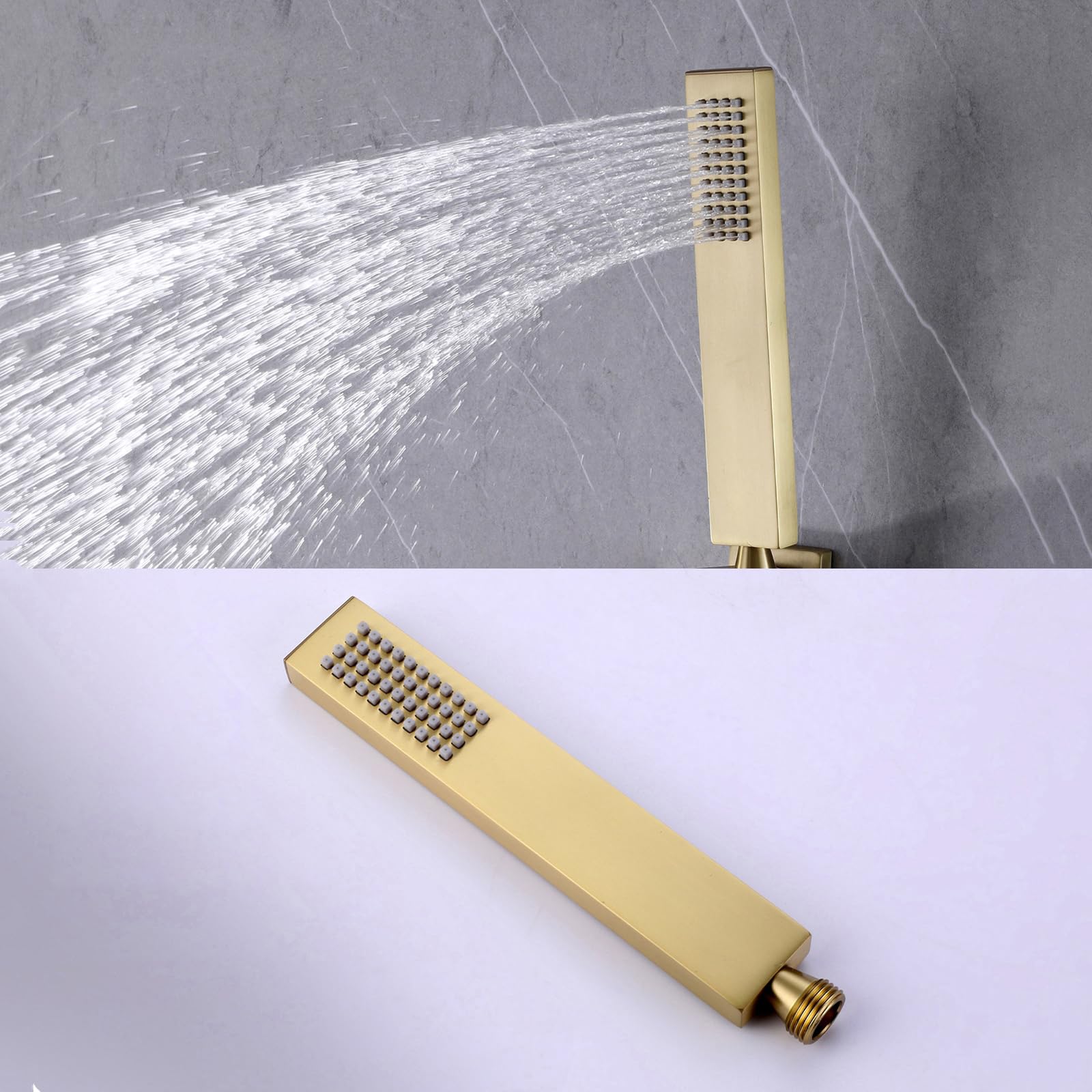 XJTNLB Colonna Doccia Incasso Soffione con Luce Led, Sistema Doccia Termostat con Display Digitale a Led e 6Pcs Getti SPA per Bagno, Oro Spazzolato