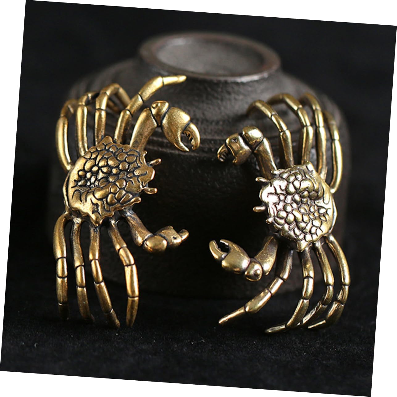 ZXQUEGF Retro-Krabben-Ornament, Krabben-Skulptur, Retro-Tierskulptur, Desktop-Krabben-Statuen, Feng Shui Krabben-Ornament, chinesische Feng Shui-Krabbe, Gold, Reichtum, Statue, Retro-Krabben-,