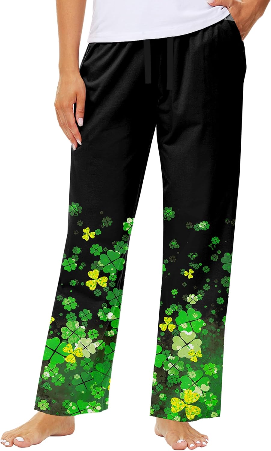 Remimi Womens St Patrick Day Pajama Pants Wide Leg Drawstring Sweatpants - Image 2