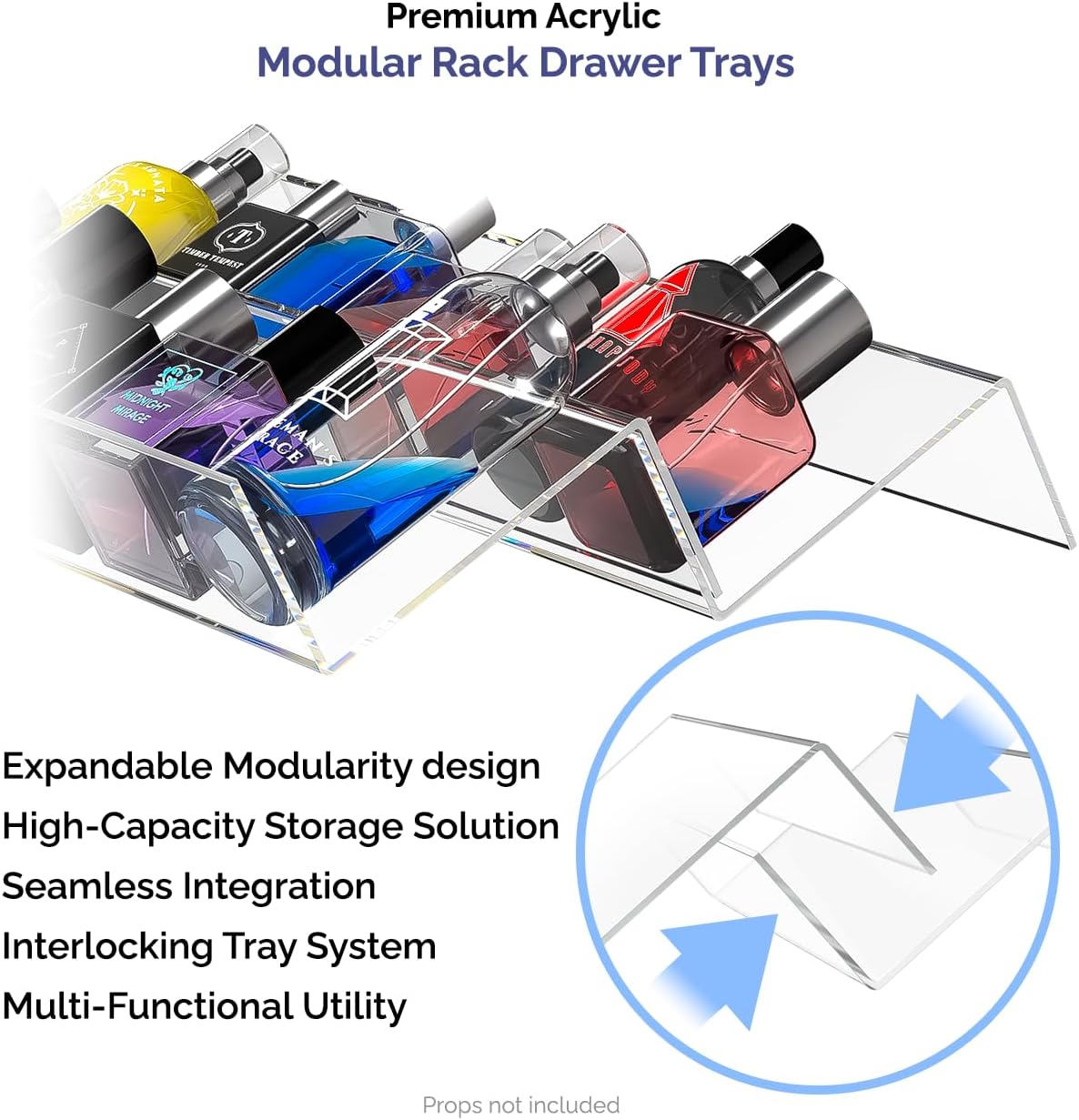 Marketing Holders 12 Pack Drawer Organizer for Eau de Parfume and Colognes Clear Acrylic Made in the USA Mens or Womens Storage Solution for Closets Vanities and Dresser Drawers