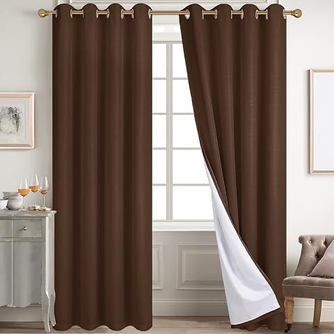 Diraysid-100% Blackout Chocolate Brown Linen Curtains