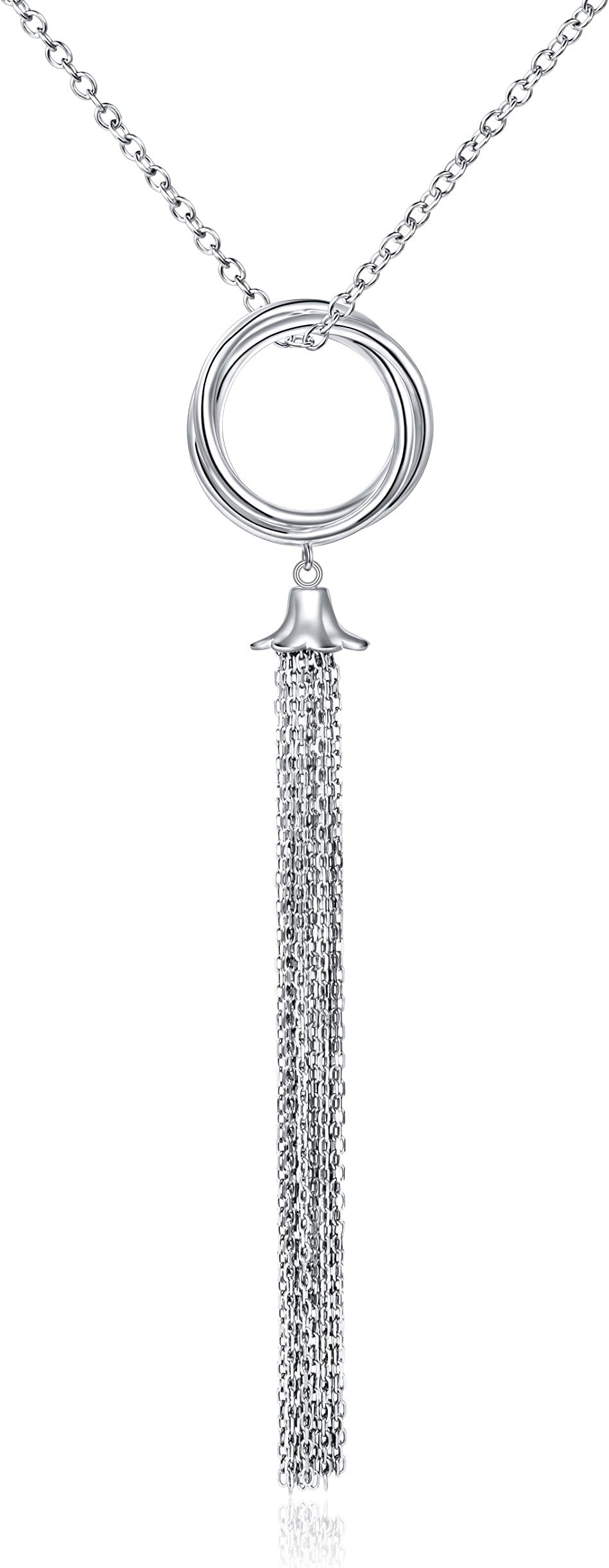 S925 Sterling Silver Long Necklace Tassel Fringe Sweater Pendant for Women Knot Fashion Jewelry