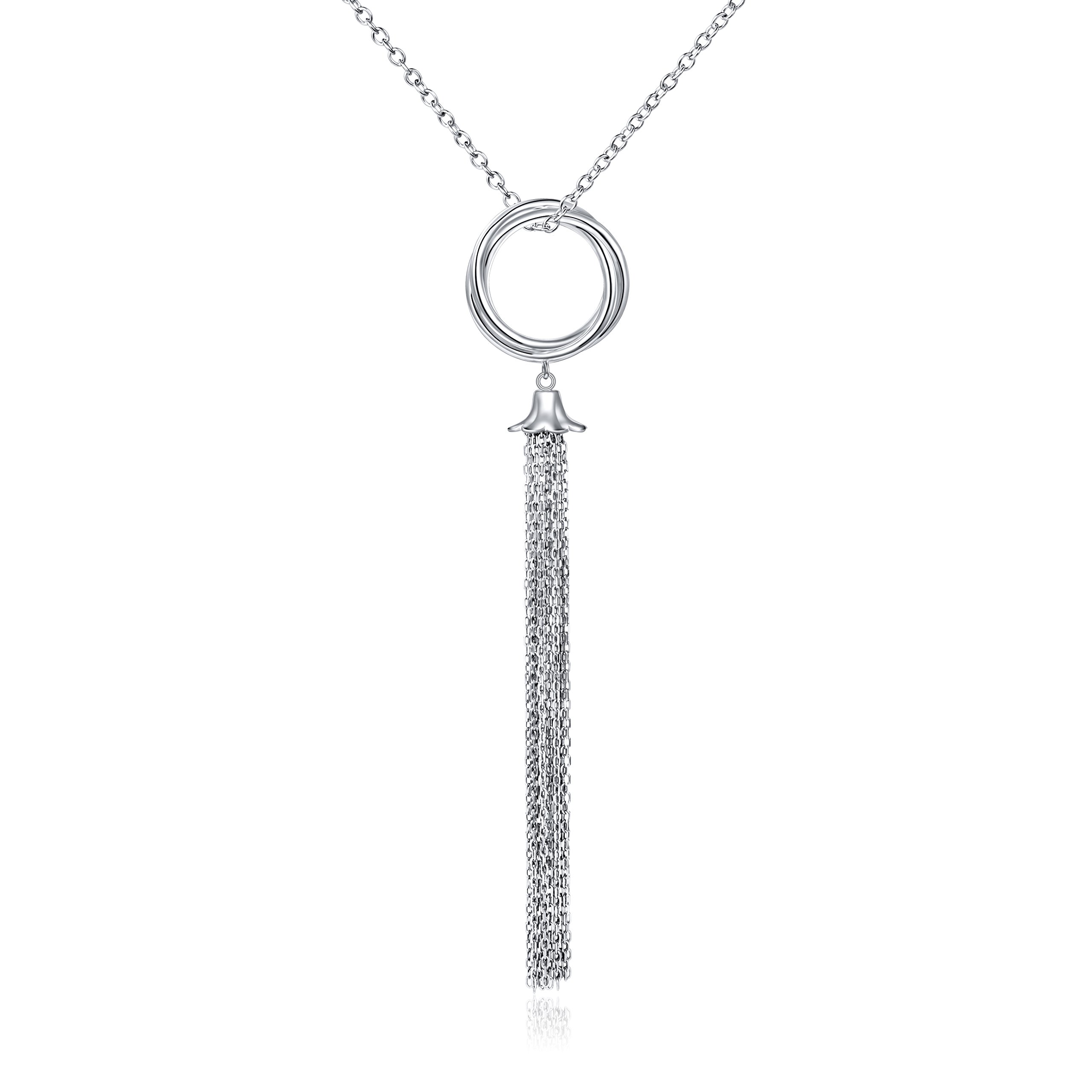 S925 Sterling Silver Long Necklace Tassel Fringe Sweater Pendant for Women Knot Fashion Jewelry