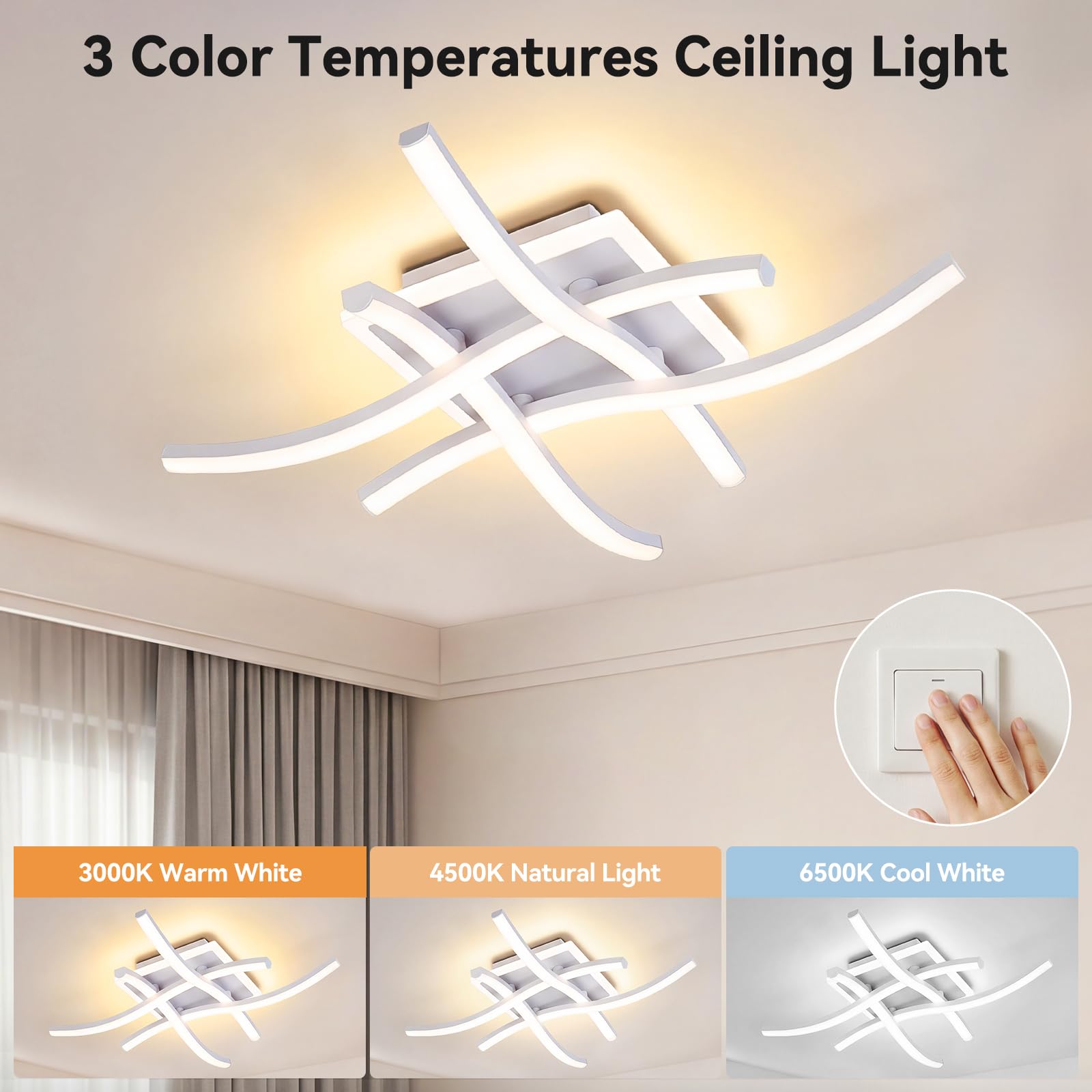 4760713 Lámpara de Techo LED Moderna 3000K/4500K/6500K Plafón Techo