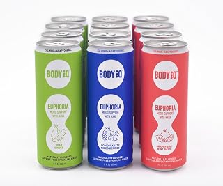Body iQ – Euphoria caffeine-free Sparkling Water, Mixed Flavors, 12-Pack