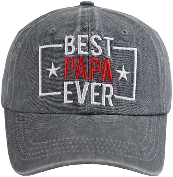 Best Papa Ever Hat, Vintage Distressed Washed Cotton Adjustable Baseball Cap