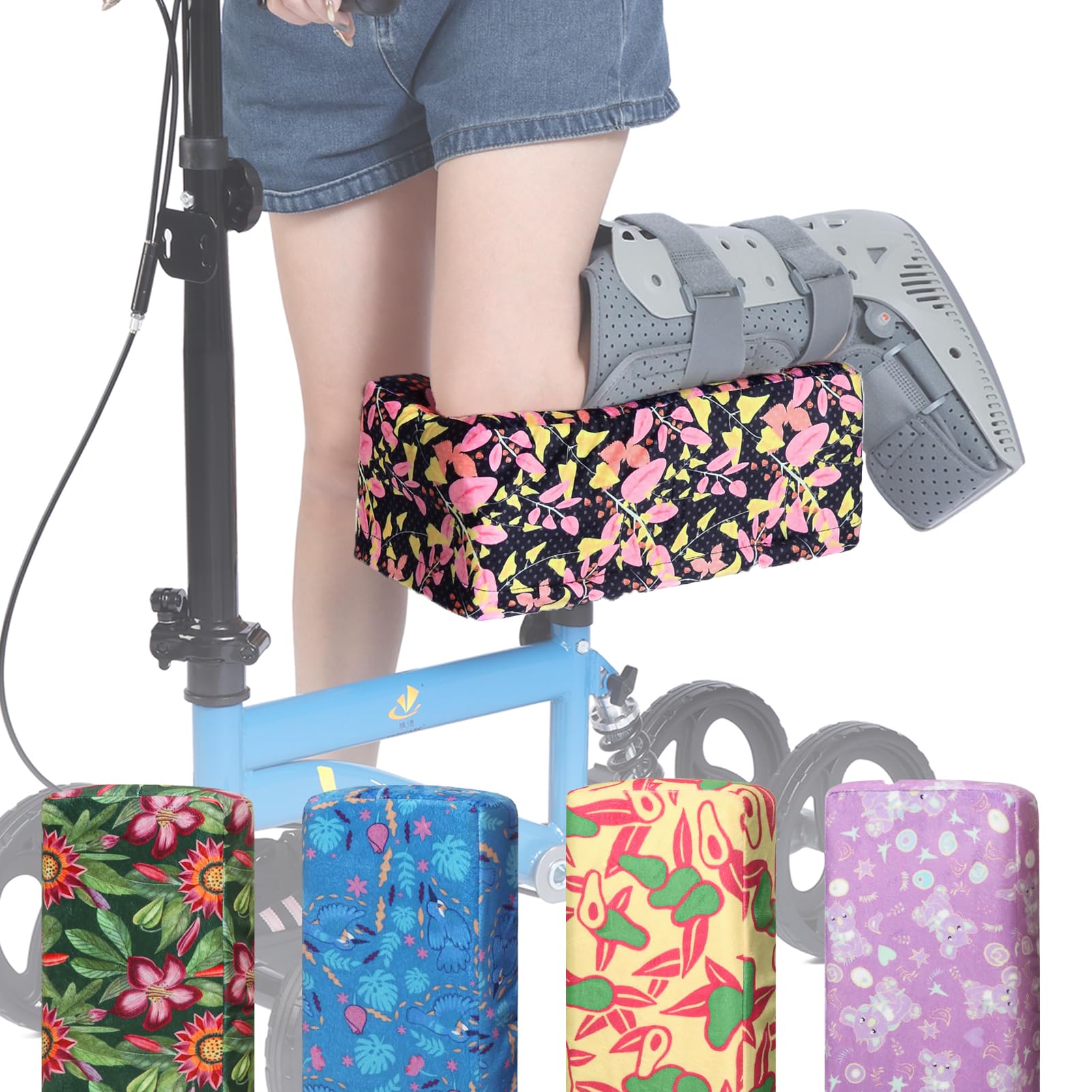 XINTREY Knee Scooter Cushion 2" thick Memory Foam Knee Scooter Pad for Comfort w/Removable Cover Walker/Roller Accessories fits Most Models